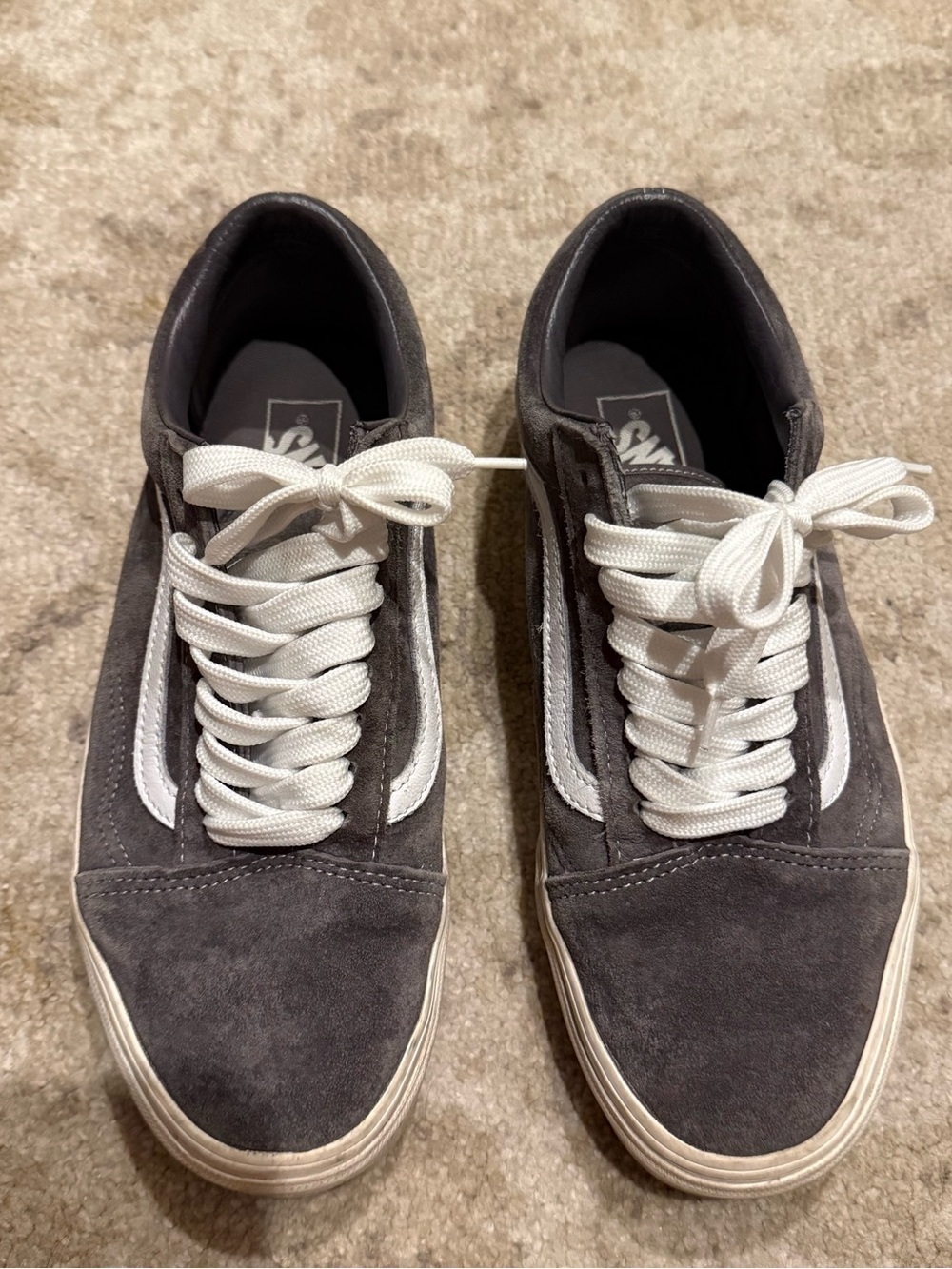 Vans Men's Gray Suede Sneakers with White Side Stripe